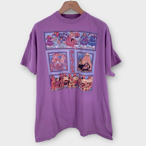 Oneita Other - VTG Alaska Oneita Power-T T-Shirt XL Purple USA Single Stitch Barbara Lavallee